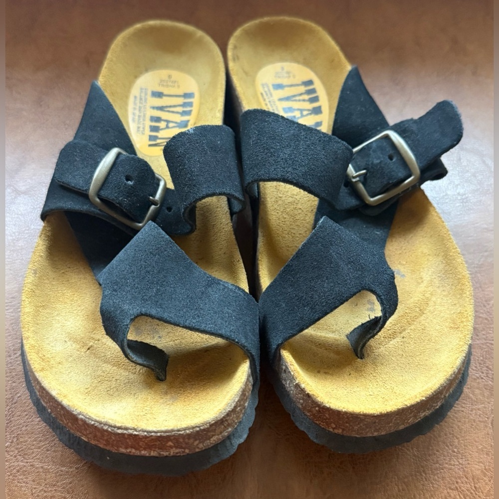 Ivan Trisha 3 Suede Leather Cork Sandals Spain Size 9 - Picture 3 of 6